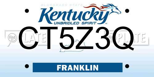 CT5Z3Q Kentucky License Plate