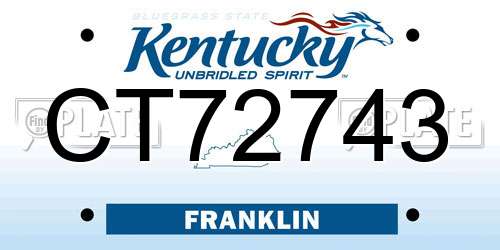 CT72743 Kentucky License Plate