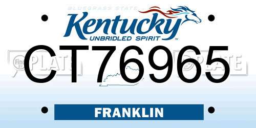 CT76965 Kentucky License Plate