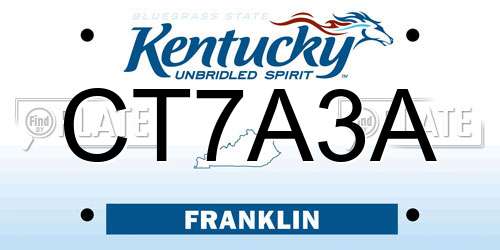 CT7A3A Kentucky License Plate