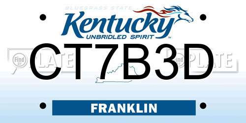 CT7B3D Kentucky License Plate