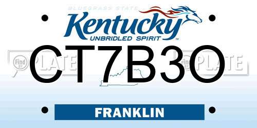 CT7B3O Kentucky License Plate