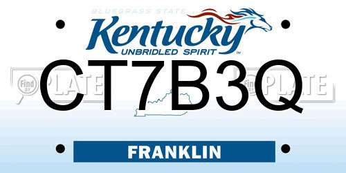 CT7B3Q Kentucky License Plate