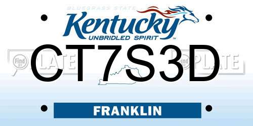 CT7S3D Kentucky License Plate