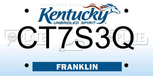 CT7S3Q Kentucky License Plate
