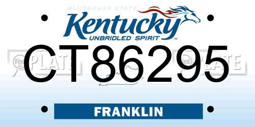 CT86295 Kentucky License Plate