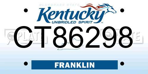 CT86298 Kentucky License Plate