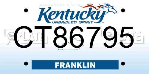 CT86795 Kentucky License Plate