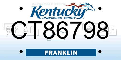 CT86798 Kentucky License Plate