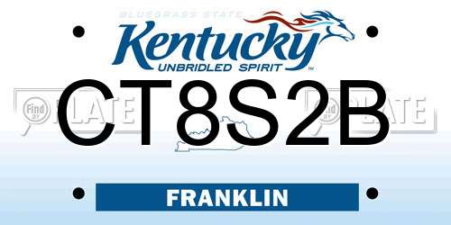 CT8S2B Kentucky License Plate