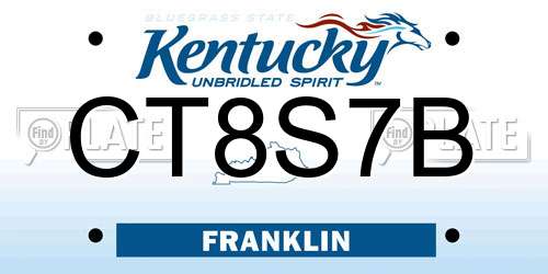 CT8S7B Kentucky License Plate