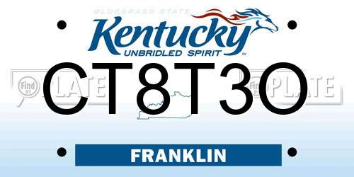 CT8T3O Kentucky License Plate