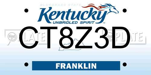 CT8Z3D Kentucky License Plate