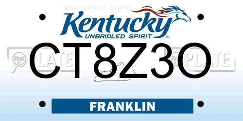 CT8Z3O Kentucky License Plate
