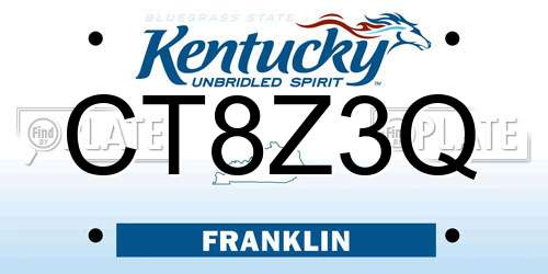 CT8Z3Q Kentucky License Plate