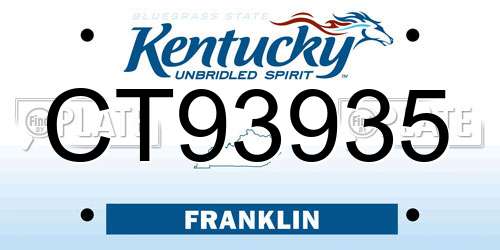 CT93935 Kentucky License Plate