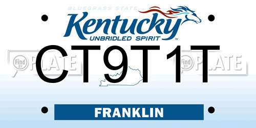 CT9T1T Kentucky License Plate