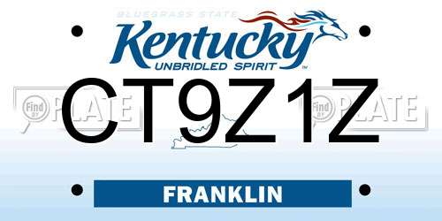 CT9Z1Z Kentucky License Plate