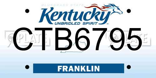 CTB6795 Kentucky License Plate