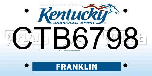 CTB6798 Kentucky License Plate