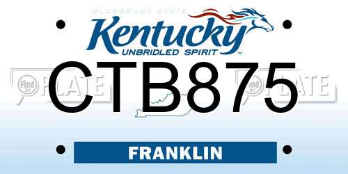 CTB875 Kentucky License Plate