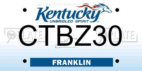 CTBZ30 Kentucky License Plate