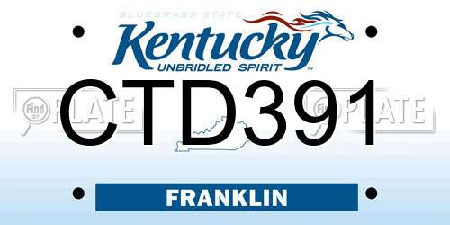 CTD391 Kentucky License Plate