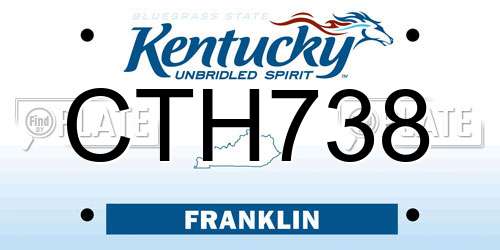 CTH738 Kentucky License Plate