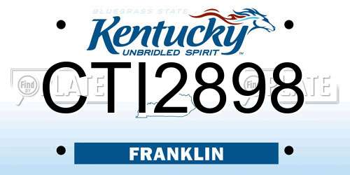 CTI2898 Kentucky License Plate