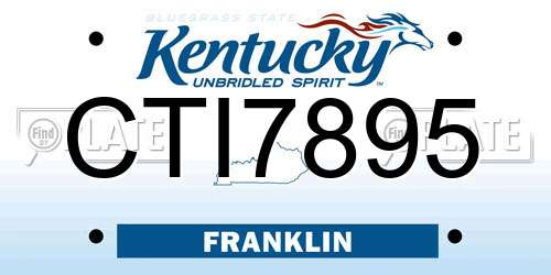 CTI7895 Kentucky License Plate