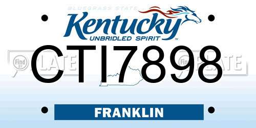 CTI7898 Kentucky License Plate