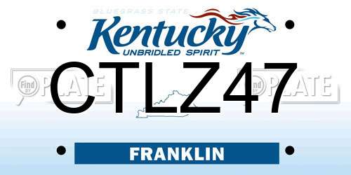 CTLZ47 Kentucky License Plate