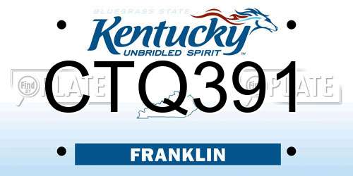CTQ391 Kentucky License Plate