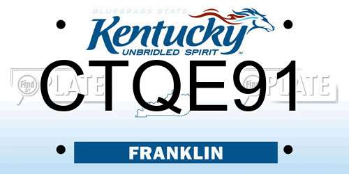 CTQE91 Kentucky License Plate