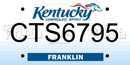 CTS6795 Kentucky License Plate