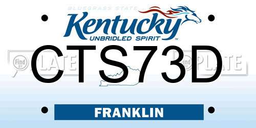 CTS73D Kentucky License Plate