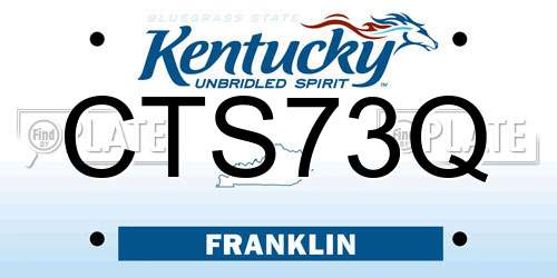 CTS73Q Kentucky License Plate