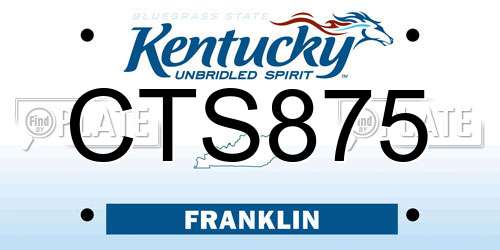 CTS875 Kentucky License Plate