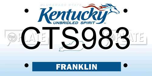 CTS983 Kentucky License Plate