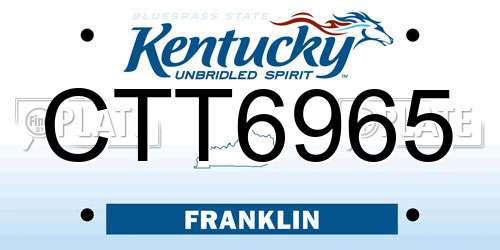 CTT6965 Kentucky License Plate