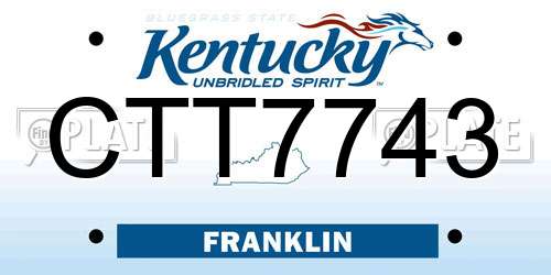 CTT7743 Kentucky License Plate