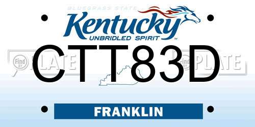 CTT83D Kentucky License Plate