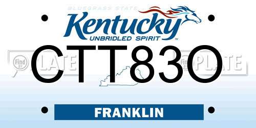 CTT83O Kentucky License Plate