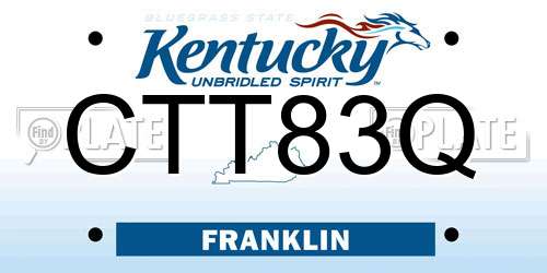 CTT83Q Kentucky License Plate