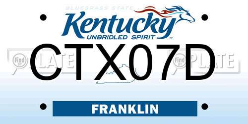 CTX07D Kentucky License Plate