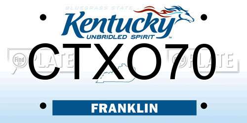 CTXO70 Kentucky License Plate