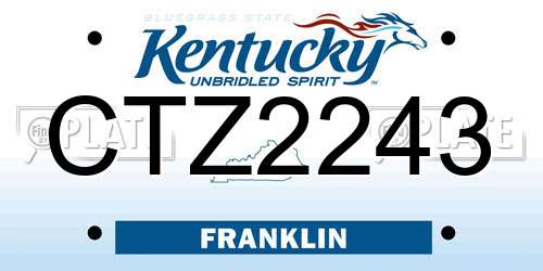 CTZ2243 Kentucky License Plate