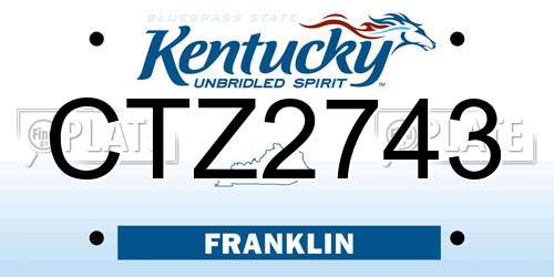 CTZ2743 Kentucky License Plate