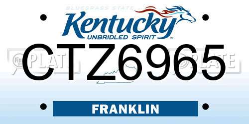 CTZ6965 Kentucky License Plate