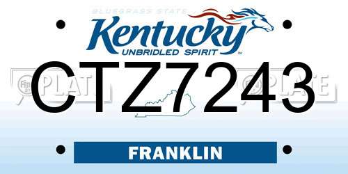 CTZ7243 Kentucky License Plate